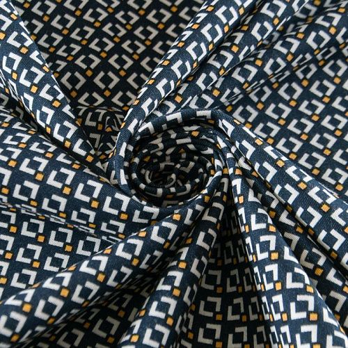 Коттон стрейч 063-12072 темно-синий принтованный