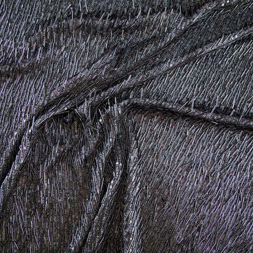 Сетка с пайетками и стеклярусом 050-19862 антрацит