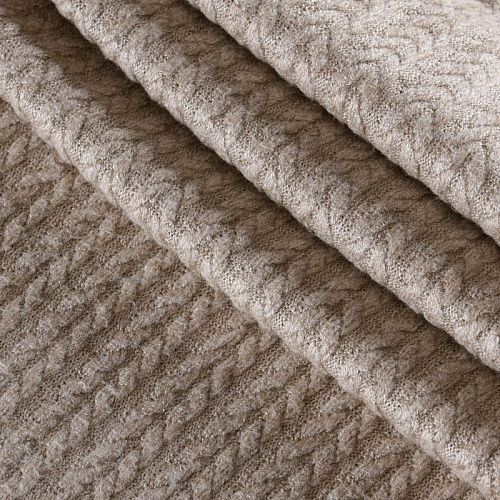 Трикотаж вязаный 056-11853 бежевый однотонный