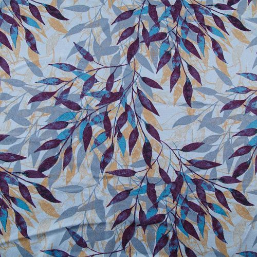 Креп стрейч 026-13862 разбеленный голубой принтованный