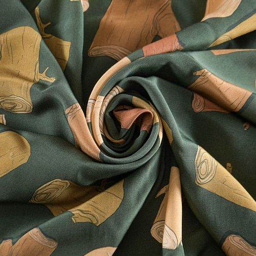 Вискоза 009-12206 бутылочный зеленый принтованный