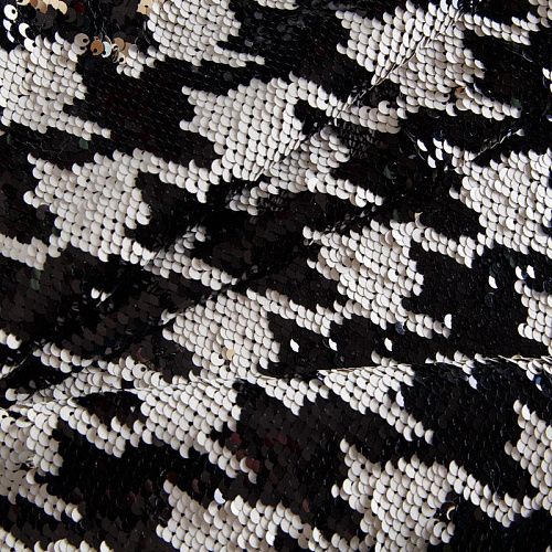 Двухстронние пайетки на сетке 055-16859 черно-белый/золото