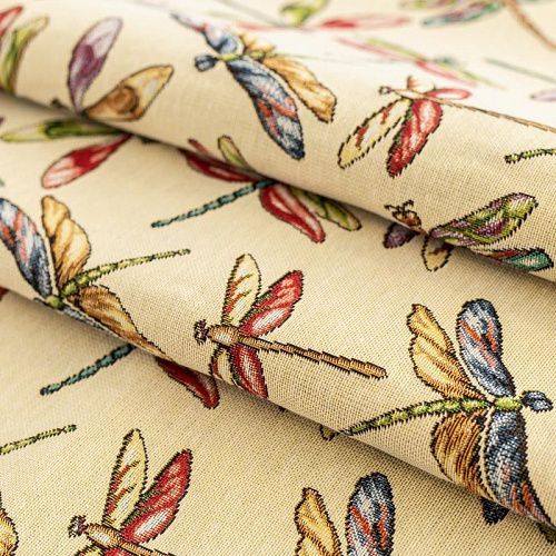 Гобелен гостиный Т452-02-19 песочно-бежевый стрекозы