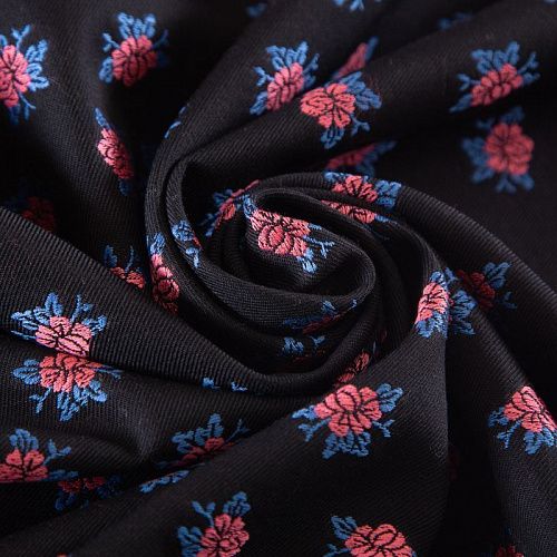 Шерсть костюмная с вышивкой 025-19633 черный