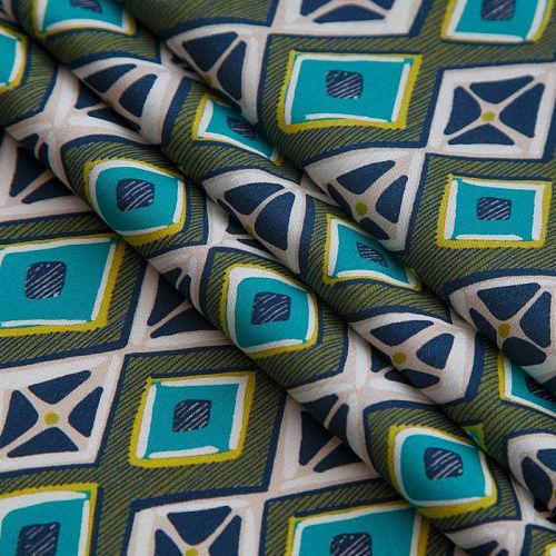 Штапель 069-16621 зеленый принтованный