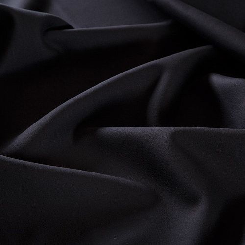 Креп стрейч дублированный 026-17200 черный однотонный