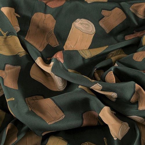 Вискоза 009-12206 бутылочный зеленый принтованный