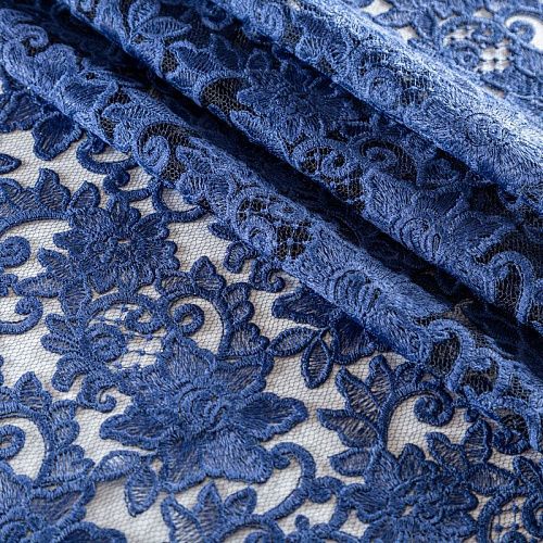 Гипюр на сетке К19-707 синий