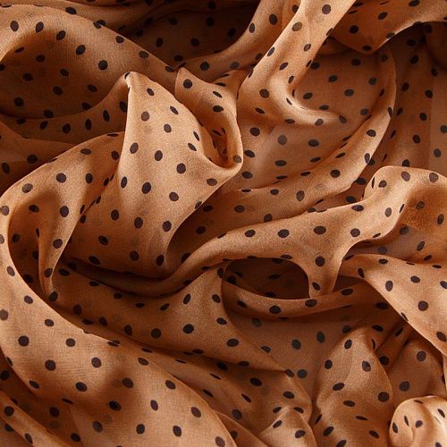 Шифон шелковый 068-12211 карамельный принтованный