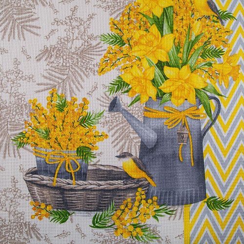 Полотно вафельное 007-13885 экрю принтованный