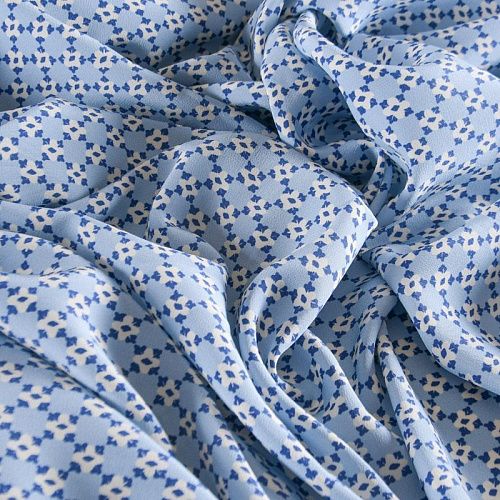 Крепдешин натуральный 028-12192 светло-голубой принтованный