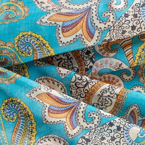 Батист 003-01892 бирюзовый принтованный