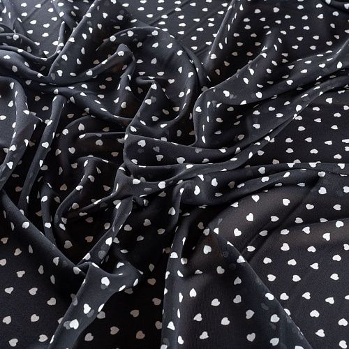 Креп-шифон 027-01429 черный принтованный