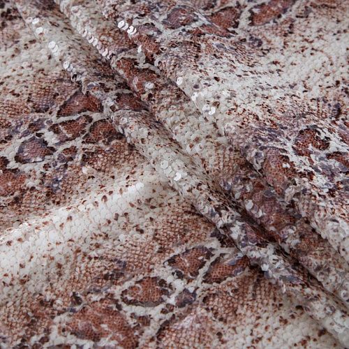 Пайетки на сетке 055-16470 молочный принтованный