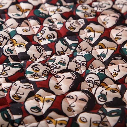 Ткань курточная 2-х сторонняя 033-14636 вишнево-красный принтованный