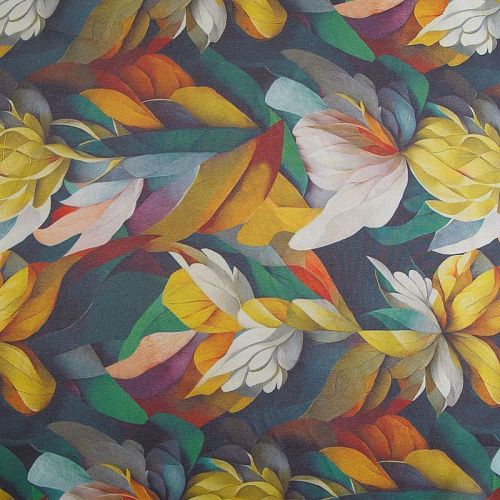 Шифон 068-17453 желто-зеленый мультиколор