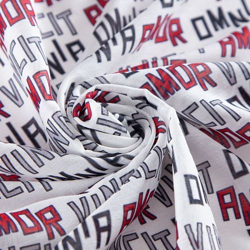 Шелк-батист 064-20099 бео=лый принтованный