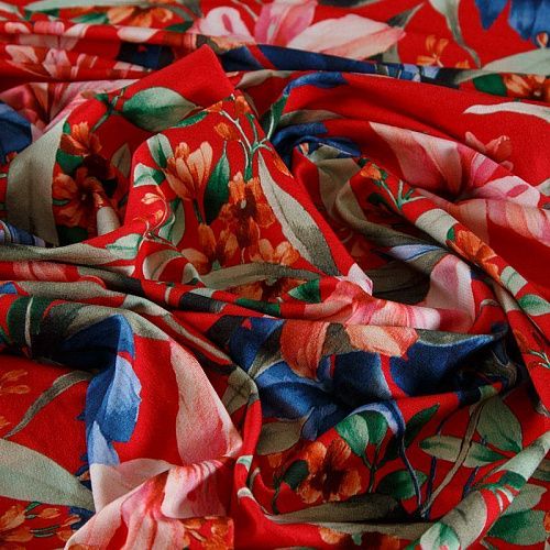 Трикотаж 056-14816 красный принтованный