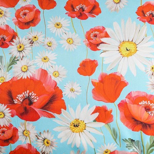 Шелк натуральный К13-887 голубой принтованный