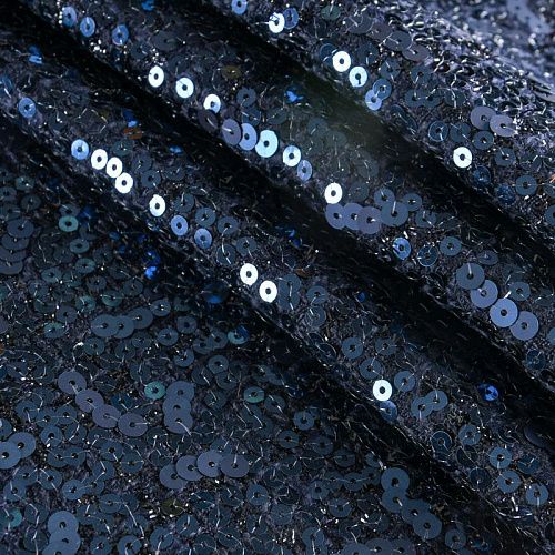 Твид шанель с пайетками 052-11687 темно-синий