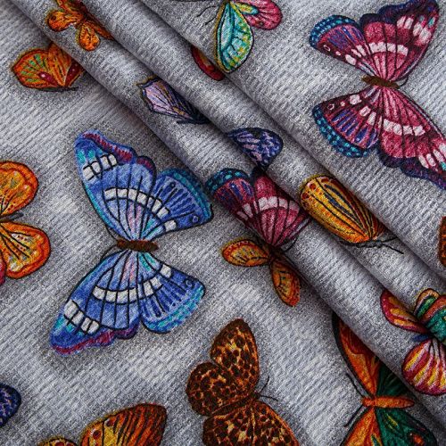 Полотно вафельное 007-15295 серый принтованный