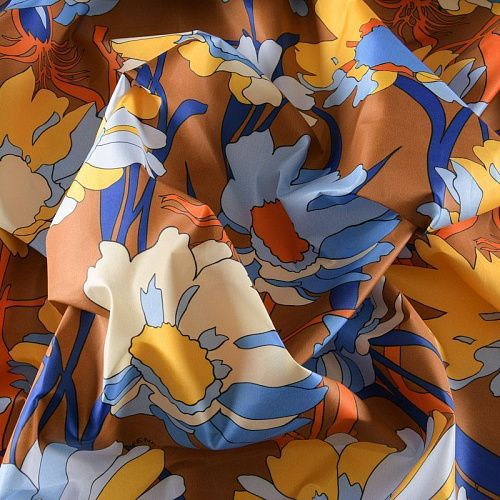 Ткань плащевая 042-11733 корица принтованный