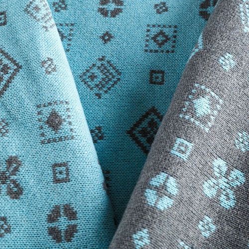 Трикотаж 2-х сторонний вязаный 056-05817 серо-голубой