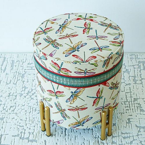 Пуф круглый D 39 см H 48 см гобелен "Стрекозы" 521334 