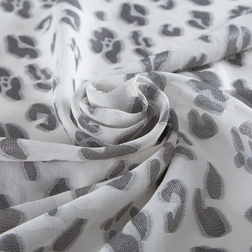 Шифон шелковый с люрексом 068-20197 белый/серебро