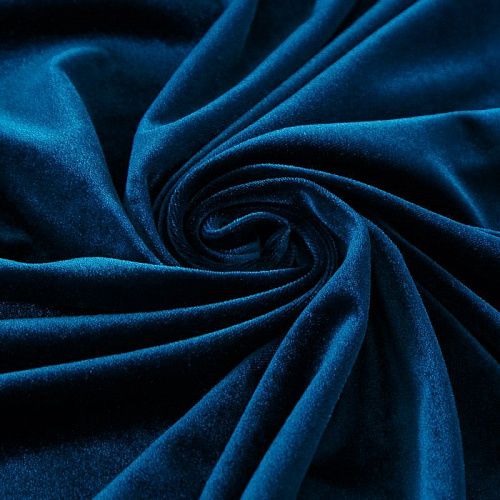 Бархат стрейч 002-18862 океанский синий однотонный