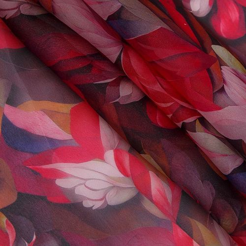 Шифон 068-17452 малиново-красный мультиколор