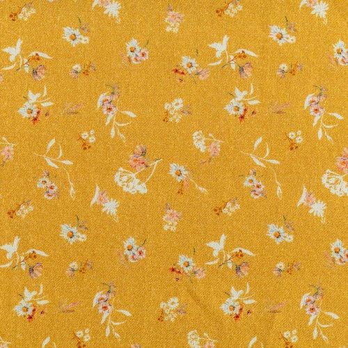 Твил-штапель К36-072 горчичный принтованный