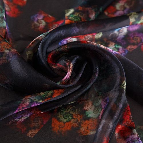 Шифон 068-17398 черный принтованный