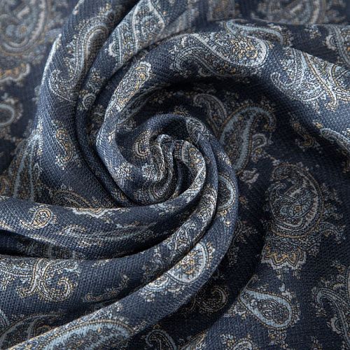 Лен натуральный 035-19901 сине-серый принтованный