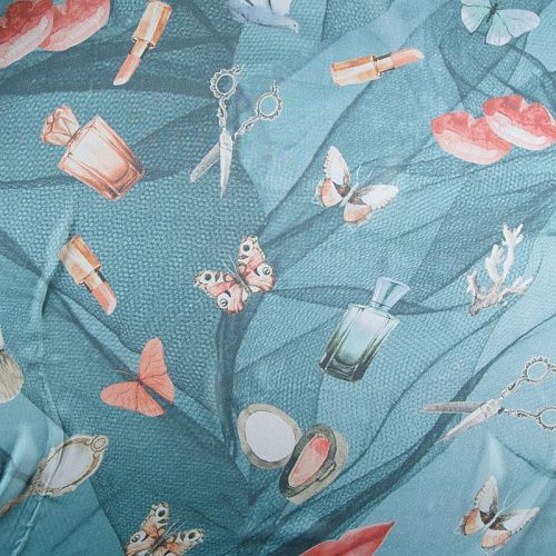 Шифон шелковый 068-12191 серо-голубой принтованный