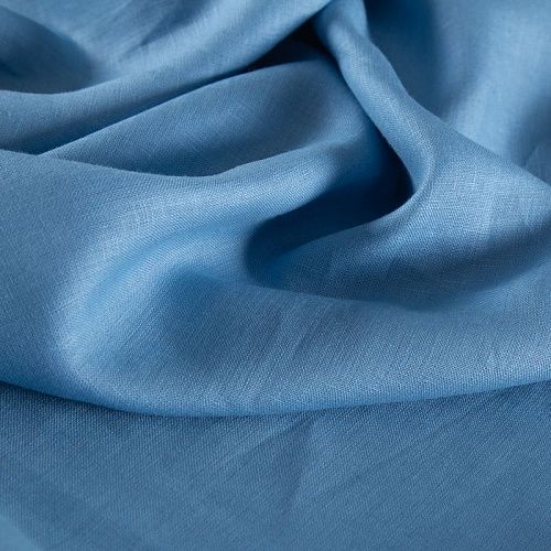 Лен натуральный премиум 035-19904 голубой однотонный