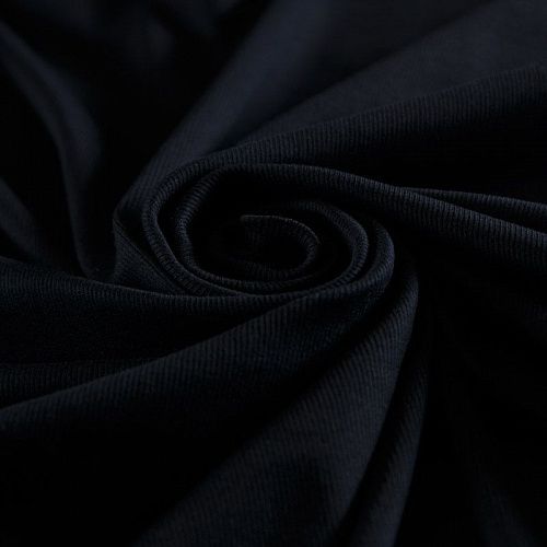 Трикотаж в рубчик  056-14710 черный однотонный