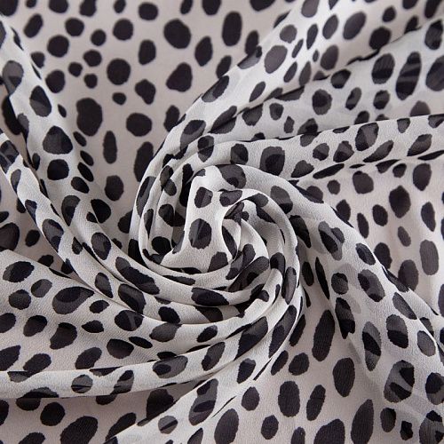 Креп-шифон шелковый 027-20199 молочный принтованный