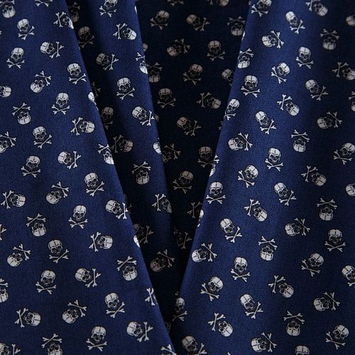 Поплин 063-16605 темно-синий принтованный