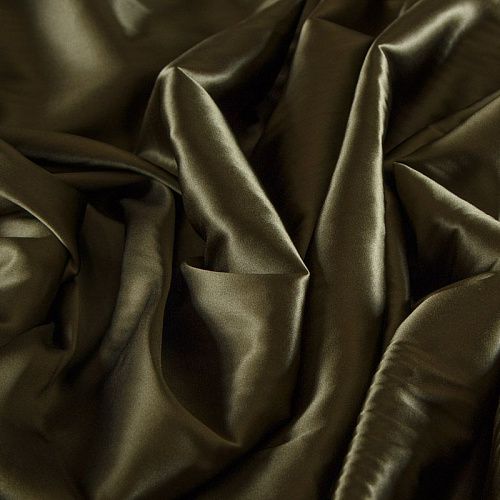 Шелк натуральный стрейч 064-11904 оливково-зеленый хаки однотонный