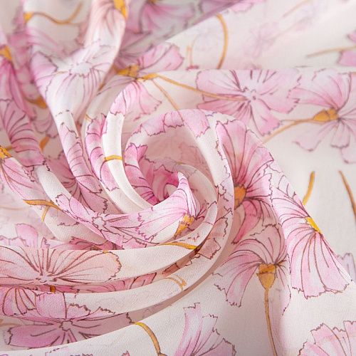 Креп-шифон шелковый 027-19848 белый принтованный