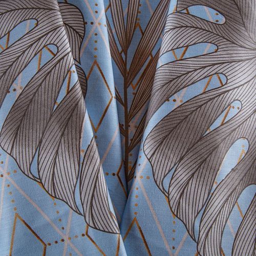 Сатин ш.220 см 007-13905 голубой принтованный