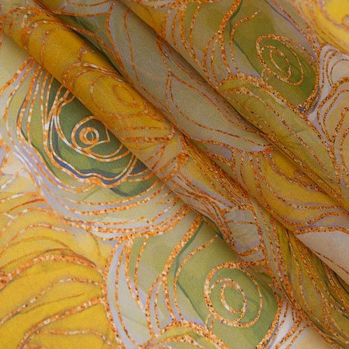 Шифон 068-17456 желтый принтованный