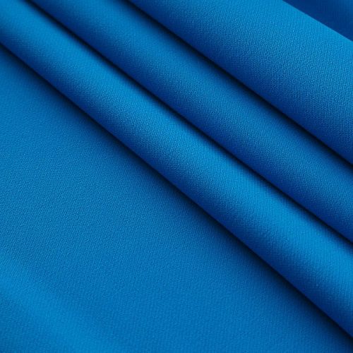 Креп стрейч 026-17240 насыщенный голубой однотонный