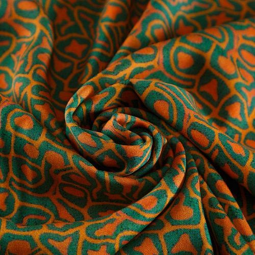 Шелк-штапель 069-17638 оранжево-зеленый