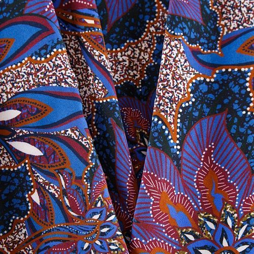 Креп 026-12183 васильковый принтованный