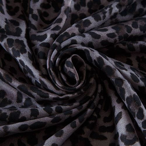 Креп плательный 026-12453 серый принтованный