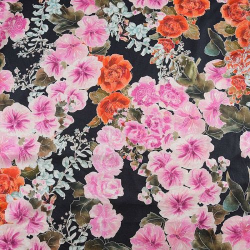 Хлопок стрейч 063-12101 черный принтованный