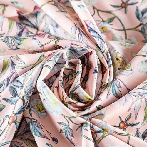 Вискоза "Лоренцо" 036-08218 разбеленный розовый принтованный