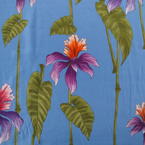 Шелк-батист 064-12377 пыльно-голубой принтованный